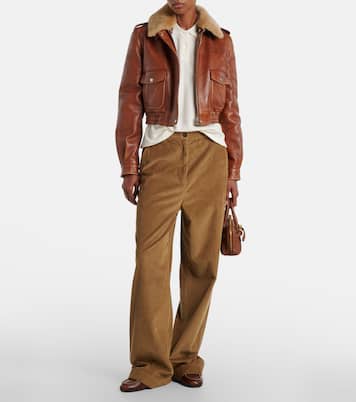 Cotton corduroy wide-leg pants | Miu Miu