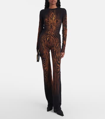 Wood trompe l'œil tulle straight pants | Jean Paul Gaultier