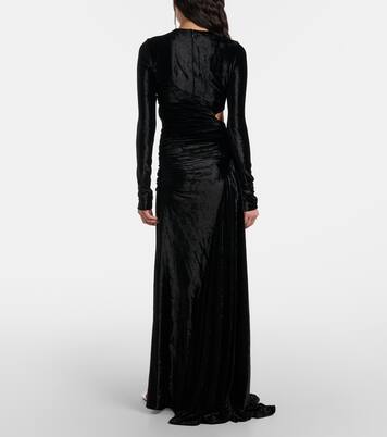 Asymmetrical draped velvet gown | Rabanne