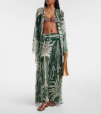 Printed sheer wide-leg pants | Johanna Ortiz