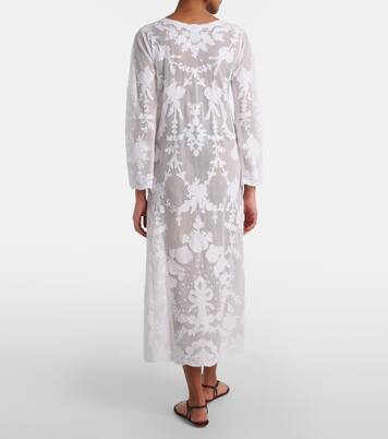 Embroidered sheer cotton kaftan | Juliet Dunn