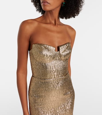 Lamé jacquard bustier gown | Roland Mouret