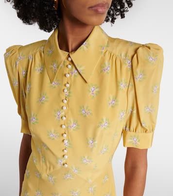 Vestido midi de seda floral | Alessandra Rich