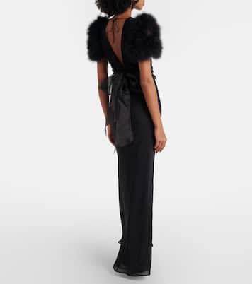 Feather-trimmed silk georgette gown | Alessandra Rich