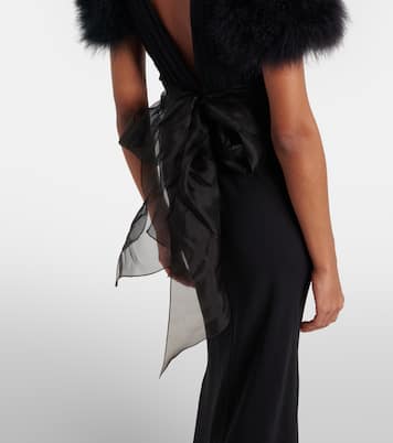 Feather-trimmed silk georgette gown | Alessandra Rich