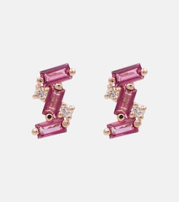 Boucles d'oreilles en or rose 14 ct, topazes et diamants | Suzanne Kalan