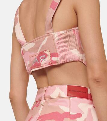 Brassière imprimée en coton à ornements | Alessandra Rich