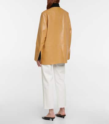 Double-breasted croc-effect leather blazer | Toteme