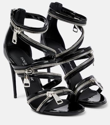 Zip-embellished leather sandals | Dolce&Gabbana