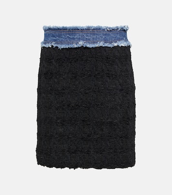 Minifalda de bouclé con ribete en denim | Dolce&Gabbana