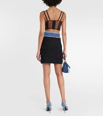 Minifalda de bouclé con ribete en denim | Dolce&Gabbana