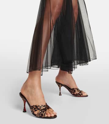 Nicol is Back 85 leopard-print satin mules | Christian Louboutin