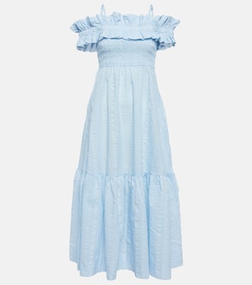 Ruched off-shoulder maxi dress | Ganni