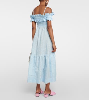 Ruched off-shoulder maxi dress | Ganni