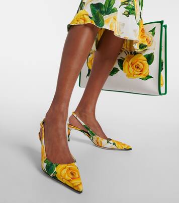 Bedruckte Slingback-Pumps aus Canvas | Dolce&Gabbana
