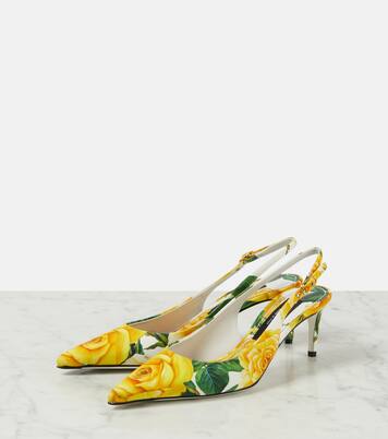 Bedruckte Slingback-Pumps aus Canvas | Dolce&Gabbana