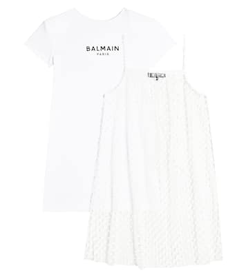 Abito in jersey di cotone a pois | Balmain Kids