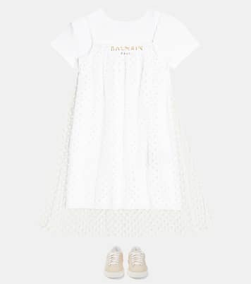Abito in jersey di cotone a pois | Balmain Kids
