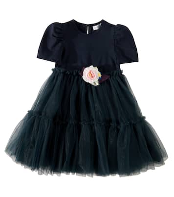 Abito in tulle con applicazione floreale | Monnalisa
