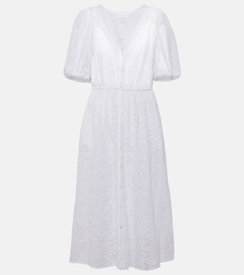 Broderie anglaise cotton midi dress | Velvet