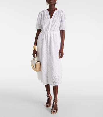 Broderie anglaise cotton midi dress | Velvet