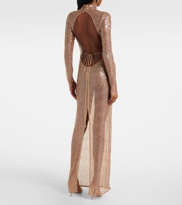 Sequined turtleneck sheer maxi dress | Magda Butrym
