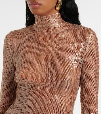 Sequined turtleneck sheer maxi dress | Magda Butrym