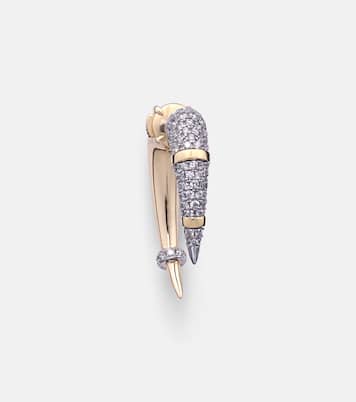 Boucle d'oreille unique Horn en or 14 ct et diamants | Rainbow K