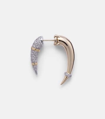 Boucle d'oreille unique Horn en or 14 ct et diamants | Rainbow K