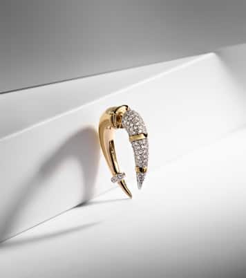 Boucle d'oreille unique Horn en or 14 ct et diamants | Rainbow K