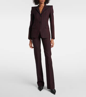 Pantalon droit rayé en laine | McQueen