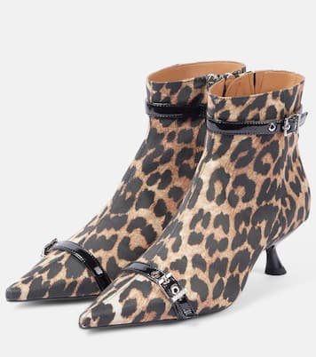 Bottines en satin à motif léopard | Ganni