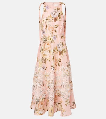 Abito midi Acacia in lino e sangallo | Zimmermann