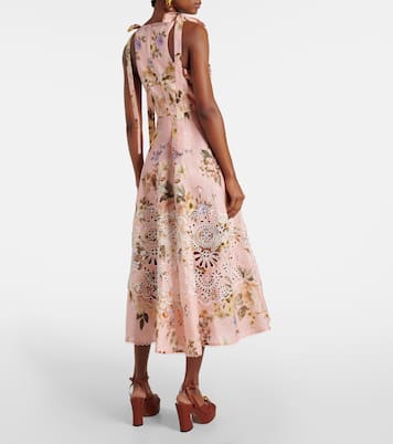 Abito midi Acacia in lino e sangallo | Zimmermann