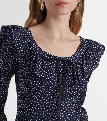 Abito lungo in seta a pois | Alessandra Rich
