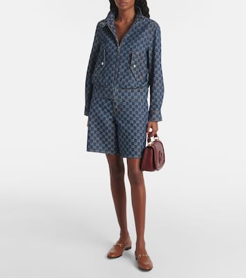 Chaqueta en denim con GG en jacquard | Gucci