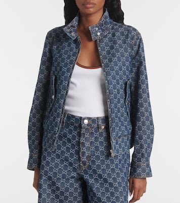 Chaqueta en denim con GG en jacquard | Gucci