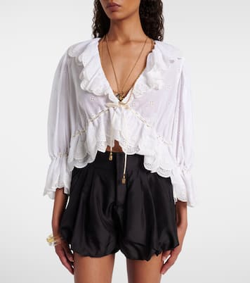 Broderie anglaise ruffled cotton blouse | Chloé