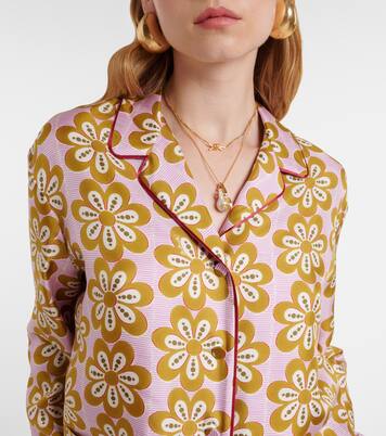 Floral silk twill pijama shirt | La DoubleJ