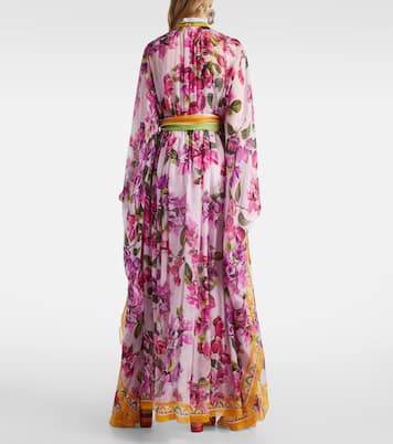 Caftán de seda floral con cinturón | Dolce&Gabbana
