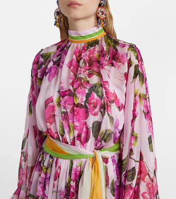 Caftán de seda floral con cinturón | Dolce&Gabbana