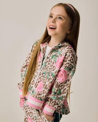 Floral leopard-print cotton-blend jacket | Monnalisa