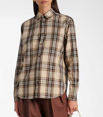 Chemise Cassandre en coton mélangé à carreaux | Saint Laurent