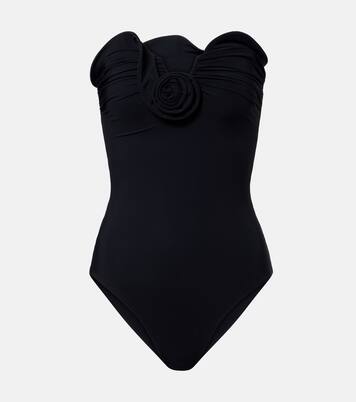 Floral-appliqué strapless swimsuit | Magda Butrym
