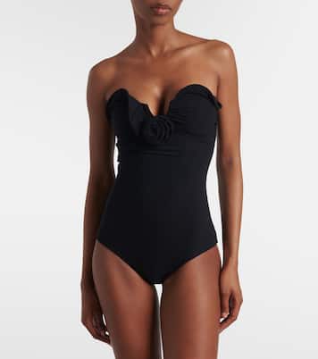 Floral-appliqué strapless swimsuit | Magda Butrym
