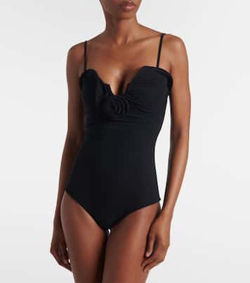 Floral-appliqué strapless swimsuit | Magda Butrym