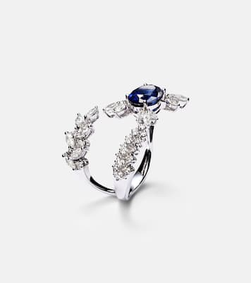 Ring Reign Supreme aus 18kt Weißgold mit Diamanten und Saphir | Yeprem