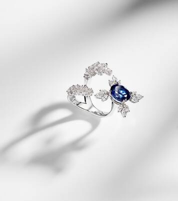 Ring Reign Supreme aus 18kt Weißgold mit Diamanten und Saphir | Yeprem