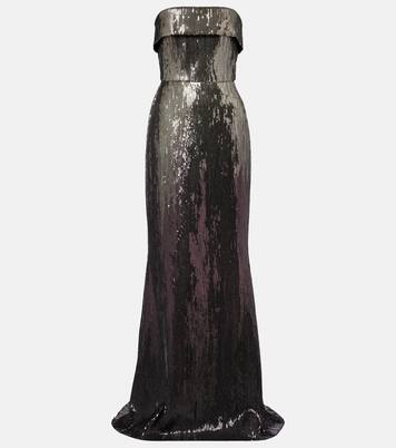 Sequined strapless bustier gown | Elie Saab