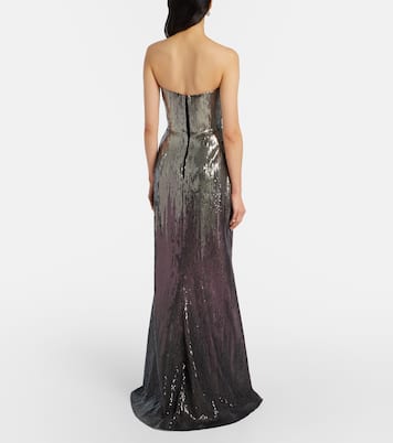 Sequined strapless bustier gown | Elie Saab